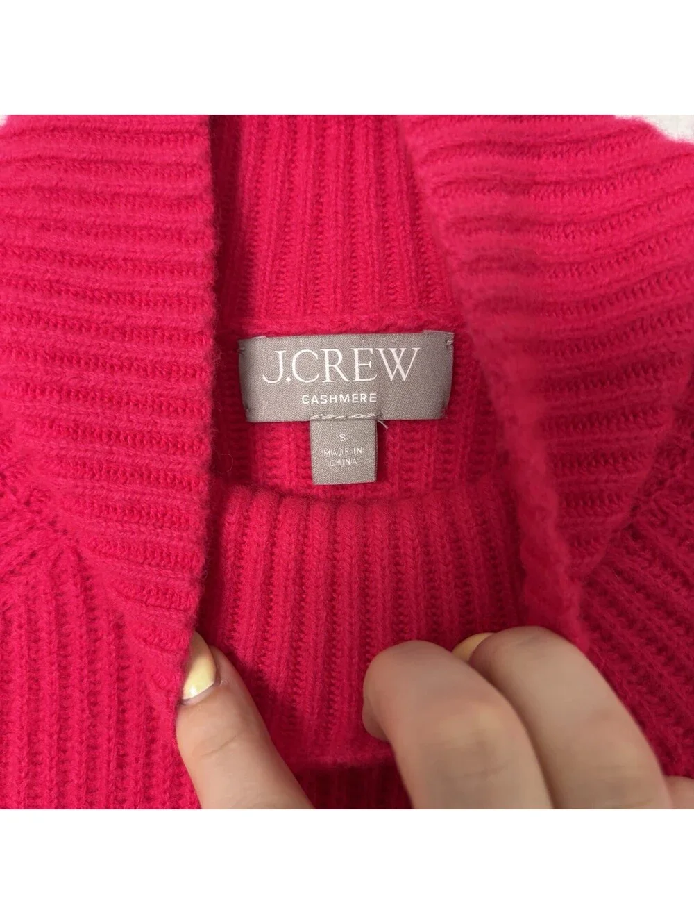 J. Crew Thick Ribbed Knit 100% Cashmere Mock Neck Sweater Womens Small Hot Pink